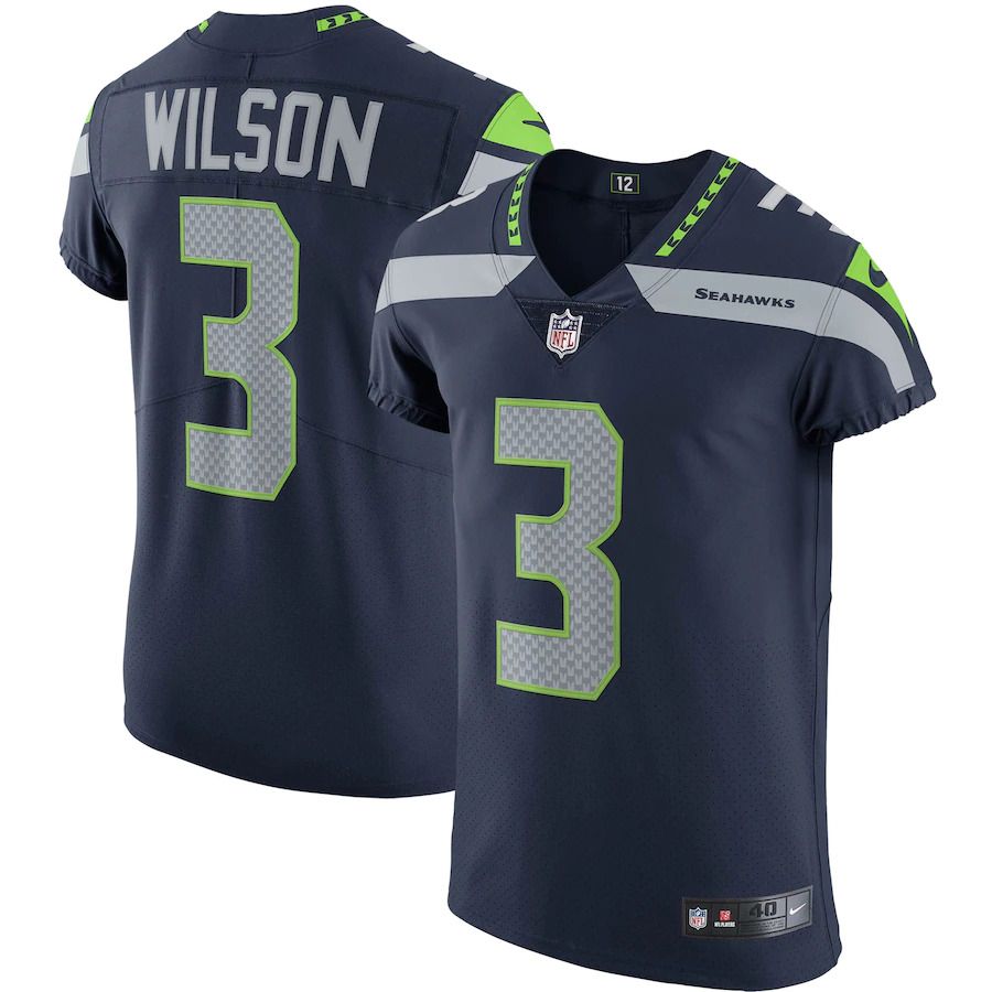 Men Seattle Seahawks #3 Russell Wilson Nike College Navy Vapor Elite Player NFL Jersey